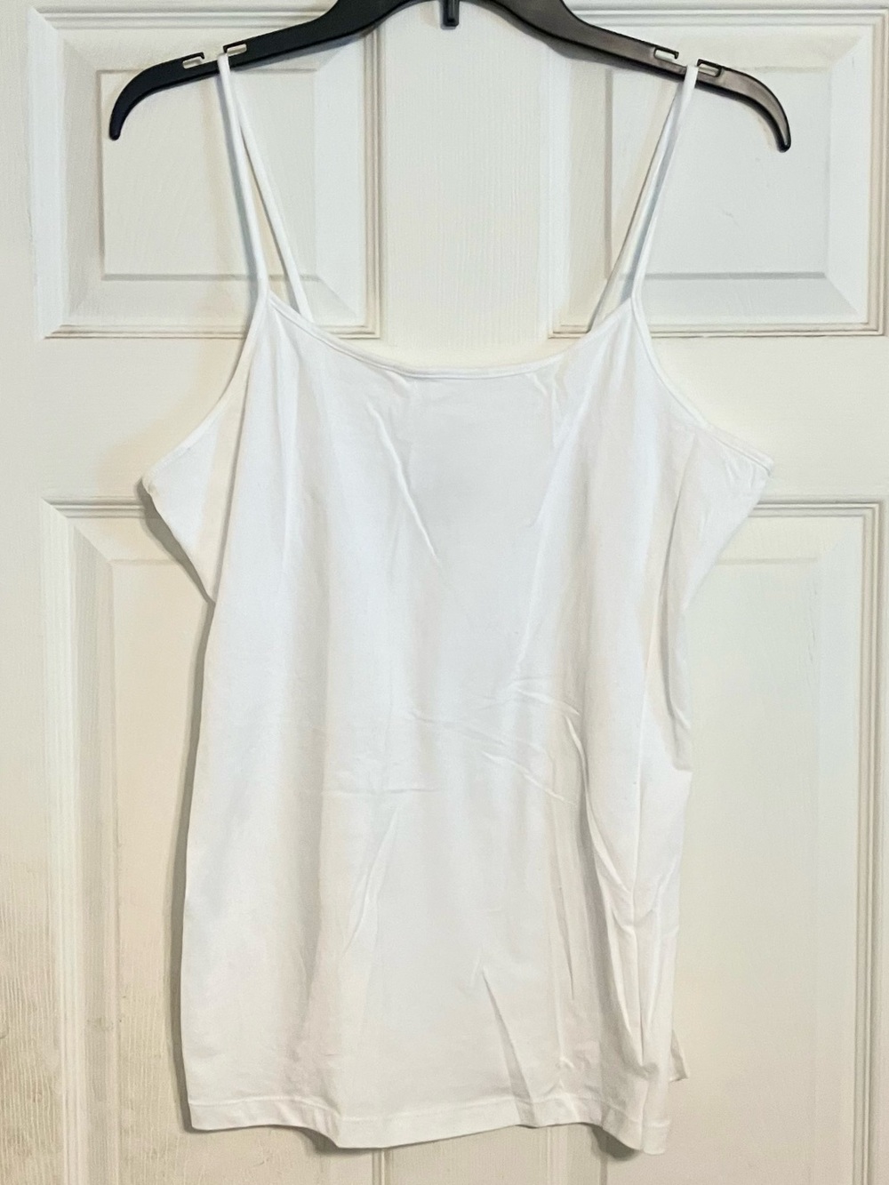 Time and Tru Solid White Spaghetti Strap Cami Cami Tank Top Cotton Size L